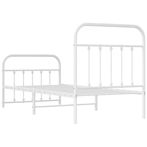 Giroletto Con Testiera E Pediera Metallo Bianco 90x190 Cm - Foto 2