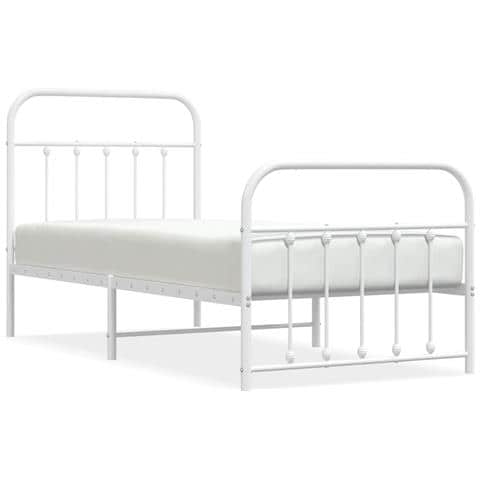 Giroletto Con Testiera E Pediera Metallo Bianco 90x190 Cm - Foto 1