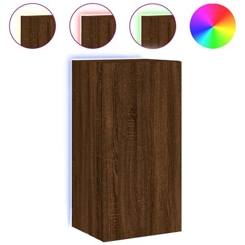 Mobile Tv A Parete Con Luci Led Rovere Marrone 40,5x35x80 Cm - Foto 2