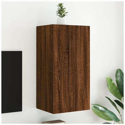 Mobile Tv A Parete Con Luci Led Rovere Marrone 40,5x35x80 Cm - Foto 1