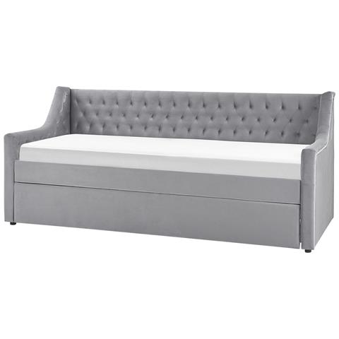 Letto Estraibile Velluto Montargis 90 X 200 Cm Grigio Chiaro - Foto 2