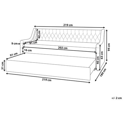Letto Estraibile Velluto Montargis 90 X 200 Cm Grigio Chiaro - Foto 6