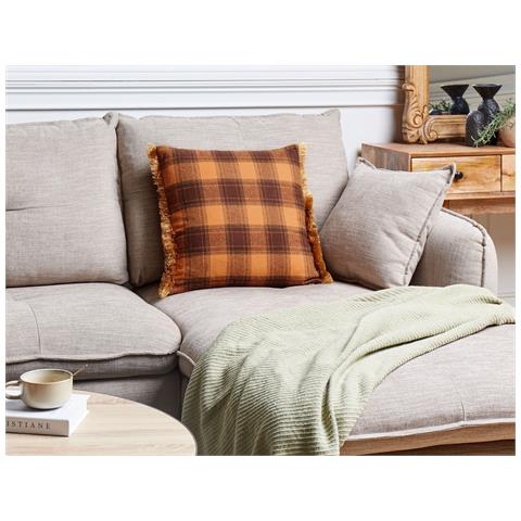 Cuscino Decorativo Barja 45 X 45 Cm Trama Gingham Arancione - Foto 1