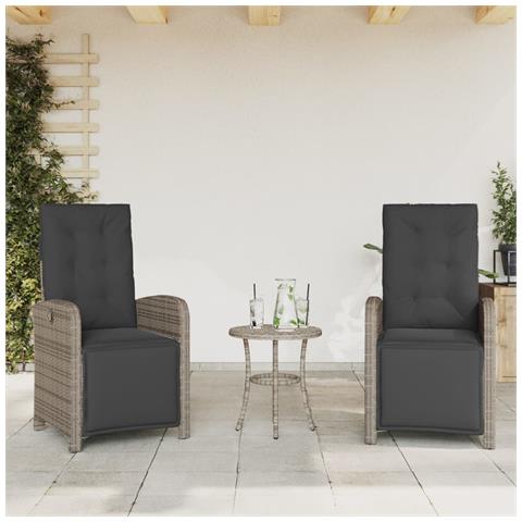 Sedie Da Giardino Reclinabili 2 Pz Con Poggiapiedi Polyrattan - Foto 1