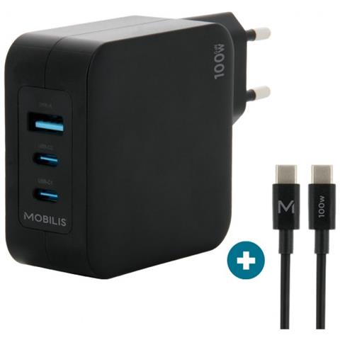 Charger 100W 2USB C 1USBA GaN cable 100W Computer portatile, Smartphone, Tablet Nero AC Interno - Foto 1