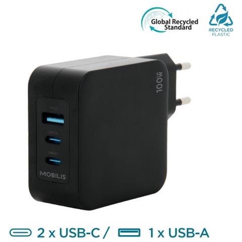 Charger 100W 2USB C 1USBA GaN cable 100W Computer portatile, Smartphone, Tablet Nero AC Interno - Foto 7