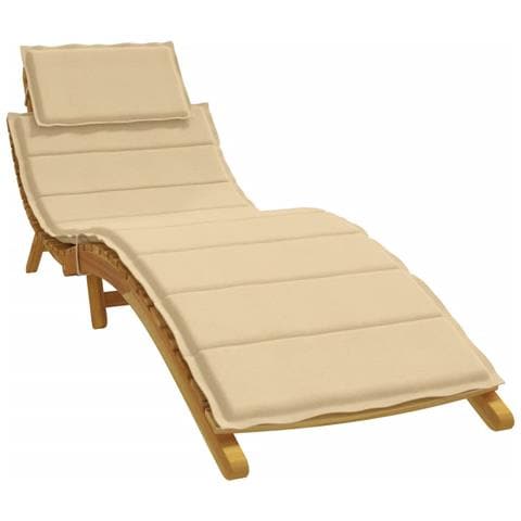 Cuscino Per Lettino Prendisole Beige Mélange 186x58x3cm Tessuto - Foto 1