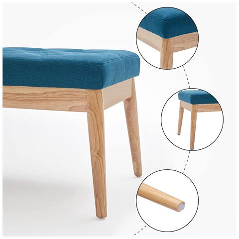 Cassapanca Pouf Ottomana Blu Ingresso Panca Imbottitura Alta Densità 108x41cm - Foto 2