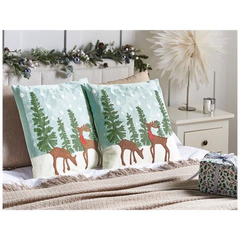 Set Di 2 Cuscini Peppermint Cotone 45 X 45 Cm Azzurro - Foto 1