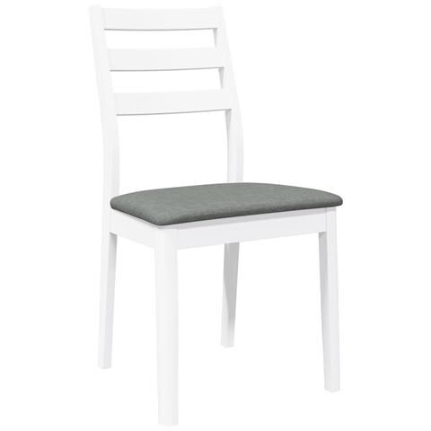 Sedie da Pranzo con Cuscini 2 pz Bianco Legno Massello di Hevea - Foto 2