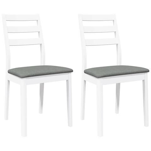 Sedie da Pranzo con Cuscini 2 pz Bianco Legno Massello di Hevea - Foto 1