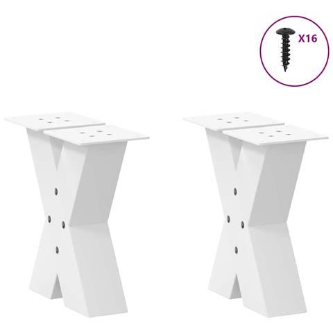 Gambe Tavolino Da Caffè A X 2 Pz Bianco 40x(30-31)cm In Acciaio - Foto 3