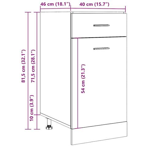 Mobile con Cassetto “Lyon” Legno Antico 40x46x81,5cm - Foto 10