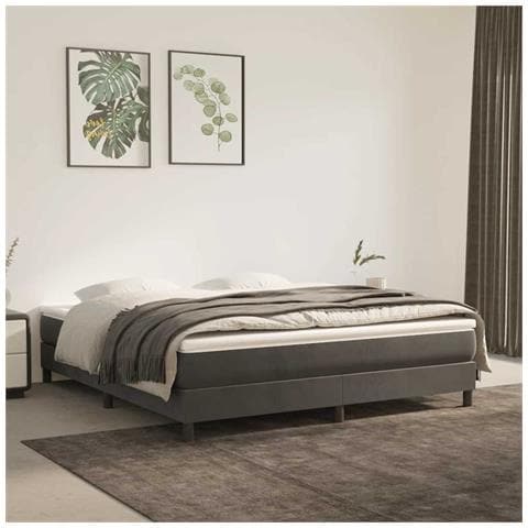 Materasso A Molle Grigio Scuro 160x210x20 Cm In Velluto - Foto 1