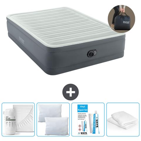 Set Materassino Gonfiabile - 203x152x46 Cm - Grigio - Include Accessori Coordinati - Foto 1