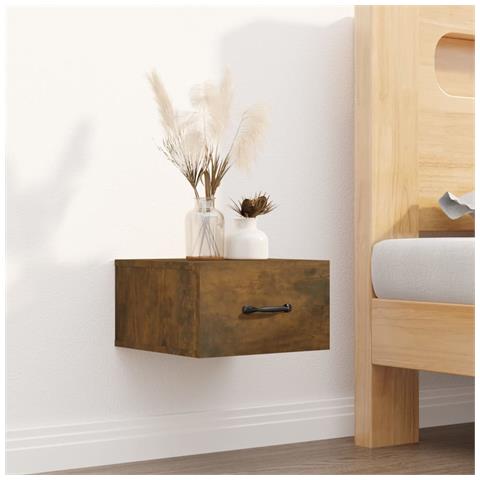 Lusso Casadino -  Comodino A Muro Rovere Fumo 35x35x20 Cm - Foto 8