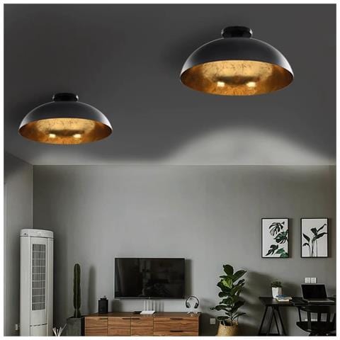 Lusso Casadino -  Lampadari 2 Pz Nero E Oro Semi-sferici E27 - Foto 8