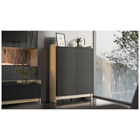 Cassettiera PORTO 100x38x130 rovere /nero - Foto 4
