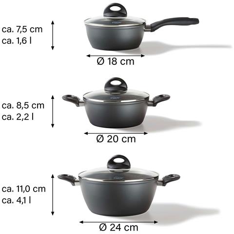 Set Di Pentole In Ceramica 6 Pezzi 18/20/24 Cm, Con Coperchi - Foto 4