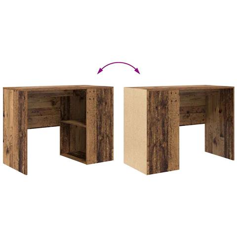 Scrivania Legno Vecchio Legno Ingegnerizzato Piccolo Stoccaggio - Foto 9
