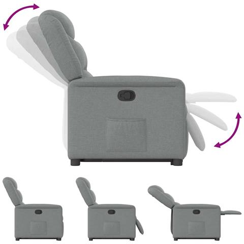 Poltrona Alzapersona Reclinabile Grigio Chiaro in Tessuto - Foto 9