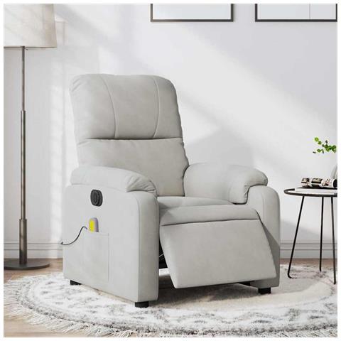 Poltrona Reclinante Massaggi Elettrica Grigio Chiaro Microfibra - Foto 2
