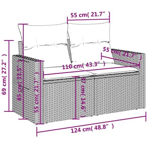 Set Divani da Giardino 9 pz con Cuscini Nero in Polyrattan - Foto 9