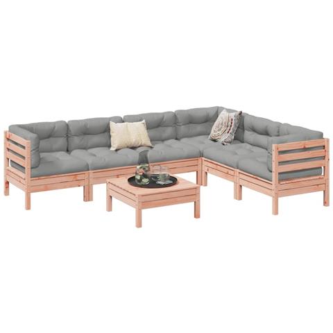 Set Divani Giardino 7 pz Cuscini Legno Massello Abete Douglas - Foto 2