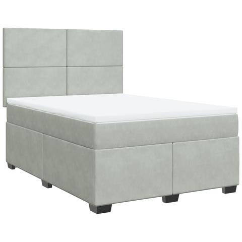 Giroletto a Molle con Materasso Grigio Chiaro 140x200cm Velluto - Foto 1