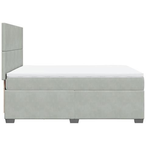Giroletto a Molle con Materasso Grigio Chiaro 140x200cm Velluto - Foto 9