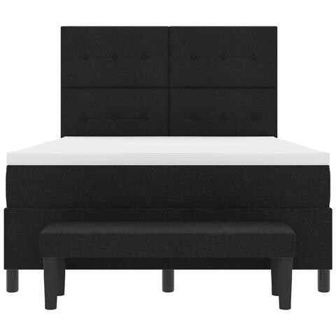 Letto con Box Spring con Materasso e Panchina Nera 140x190 cm Tessuto - Foto 9