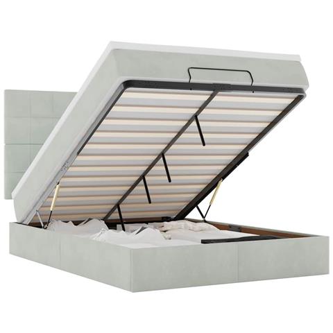 Struttura Letto Pouf con Materassi 140x200 cm in Velluto - Foto 1