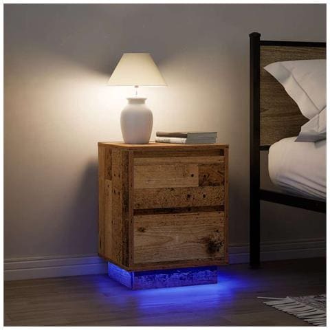 Comodini con Luci a LED 2 pz Legno Antico 38x34x50 cm - Foto 2