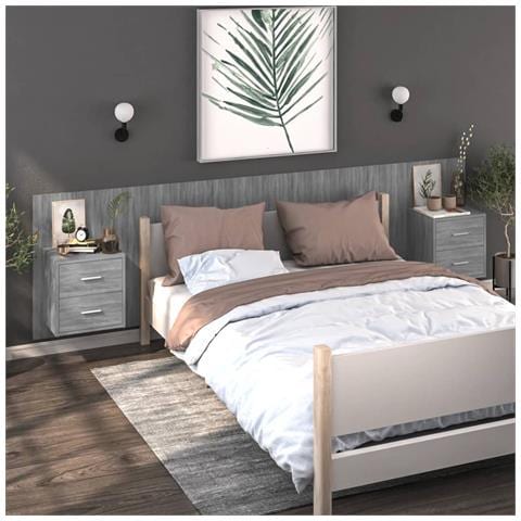 Lusso Casadino -  Comodini A Muro 2 Pz Grigio Sonoma - Foto 8