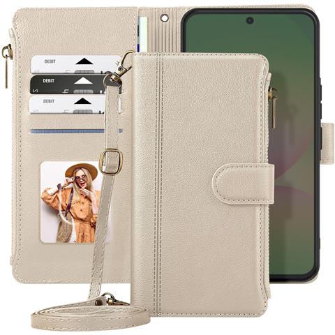 Custodia Folio Per Samsung Galaxy A56 Con Cerniera E Tracolla Rimovibile - Foto 2