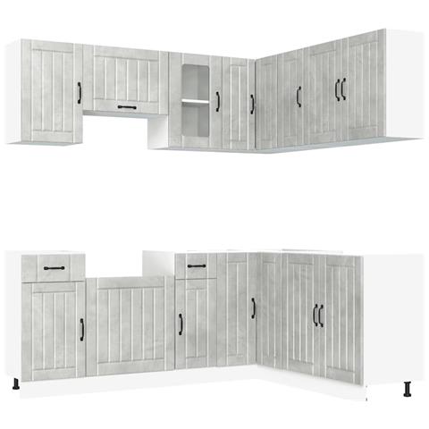 Set Mobili da Cucina 11 pz Kalmar Grigio Cemento in Truciolato - Foto 1
