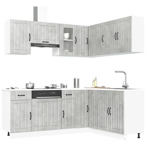 Set Mobili da Cucina 11 pz Kalmar Grigio Cemento in Truciolato - Foto 2