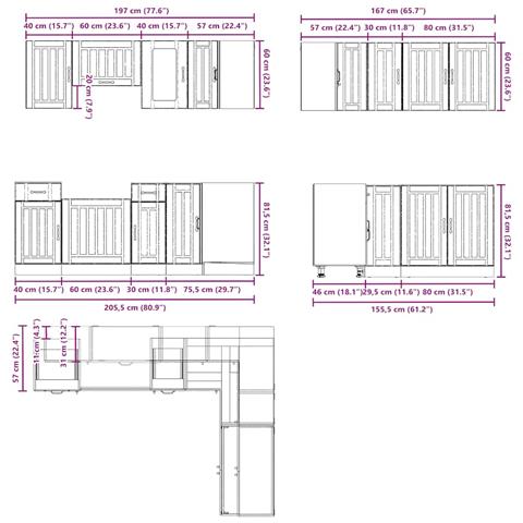 Set Mobili da Cucina 11 pz Kalmar Grigio Cemento in Truciolato - Foto 9