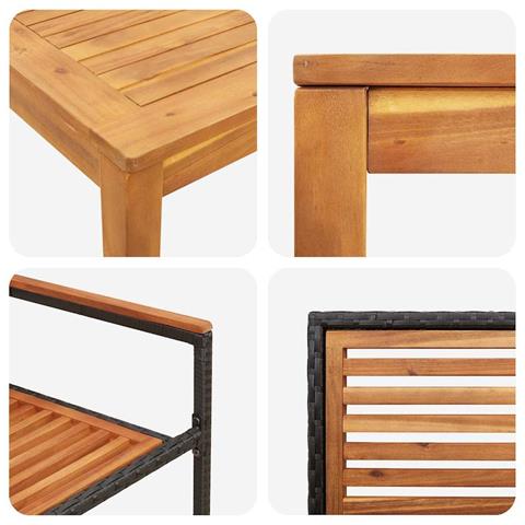 Set da Pranzo per Giardino 3 pcs Nero Poly Rattan - Foto 9