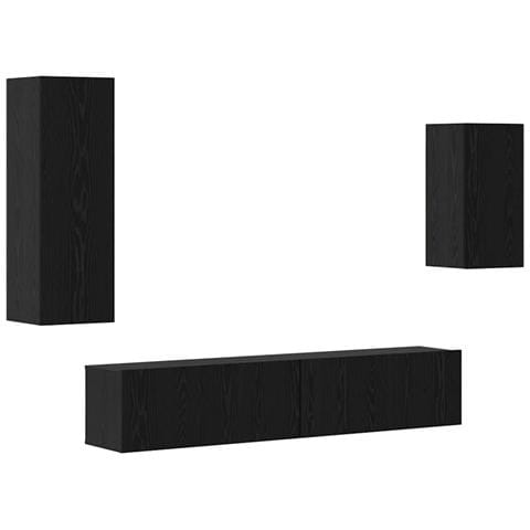Set mobile TV 4 pz Rovere Nero Legno ingegnerizzato - Foto 1