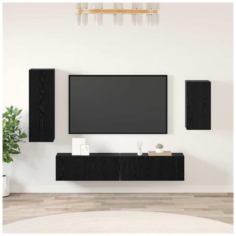 Set mobile TV 4 pz Rovere Nero Legno ingegnerizzato - Foto 2