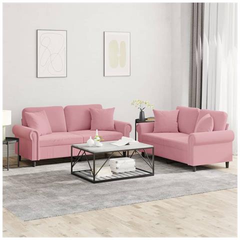 Set di Divani 2 pz con Cuscini Rosa in Velluto - Foto 2