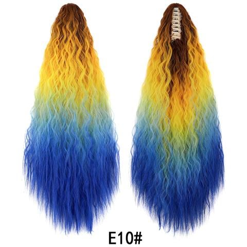 Parrucca A Coda Di Cavallo Con Sfumature Colorate - Extension Capelli Ricci Con Permanente A Spiga - Foto 1