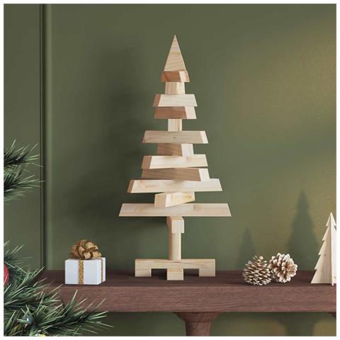 Alberi di Natale Naturale 60 cm Legno di pino massello - Foto 2
