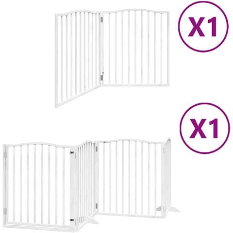 Cancello Cani Porta Pieghevole Bianco 6 Pannelli 480 cm Pioppo - Foto 1