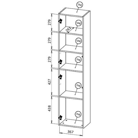 Mobile Espositore Longano - Vetrina 4 Ripiani, 39.9x29.8x180h Cm Beige - Foto 2