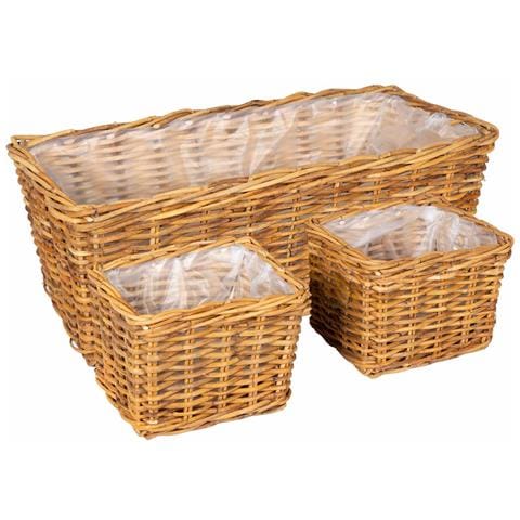 Cestino da Vaso con archiviazione 3 pcs Marrone Rattan Kubu - Foto 1