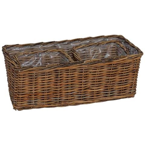Cestino da Vaso con archiviazione 3 pcs Marrone Rattan Kubu - Foto 9