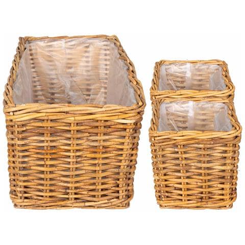 Cestino da Vaso con archiviazione 3 pcs Marrone Rattan Kubu - Foto 8