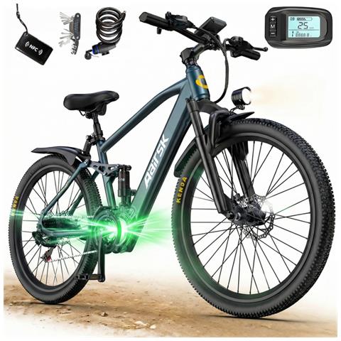 Bicicletta Elettrica 26 Pollici E-bike 250w Batteria 36v13ah 21 Velocità Autononomia 25-50km Gt900 Blu - Foto 1